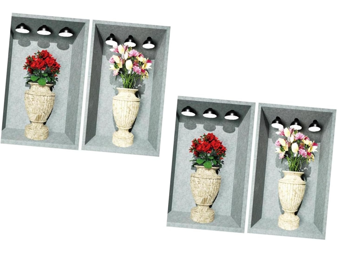 Conjunto De 4 Adesivos De Parede Autoadesivos Com Flores Para Sala De Estar E Quarto.