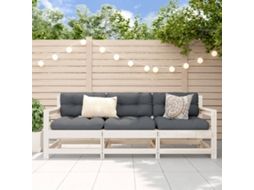 Vidaxl 3 Pcs Conjunto Lounge De Jardim Madeira De Pinho Maciça Branco
