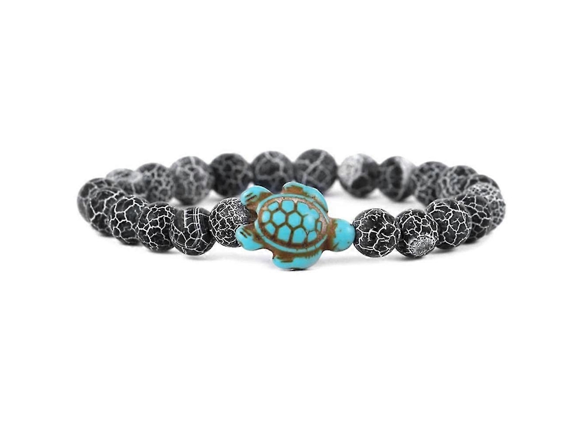 Pulseira De Contas De Tartaruga Marinha Com Turquesa Sintética, Elástica E Ajustável Para Homens E Mulheres. Nostalgia88