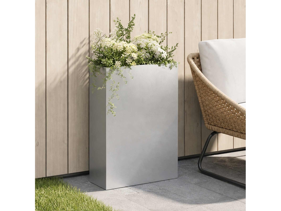 Vidaxl Vaso De Jardim Prateado 50 X 20 X 75 Cm Aço Inoxidável