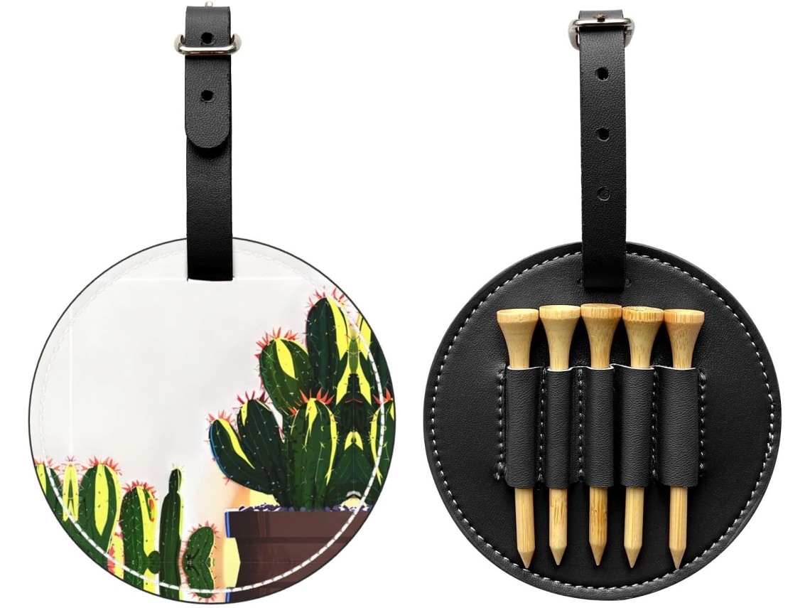 Bolsa para Tees de Golfe em Vaso Preto com Estampa de Cacto Fácil de Transportar e Mais Eficiente para Jogar