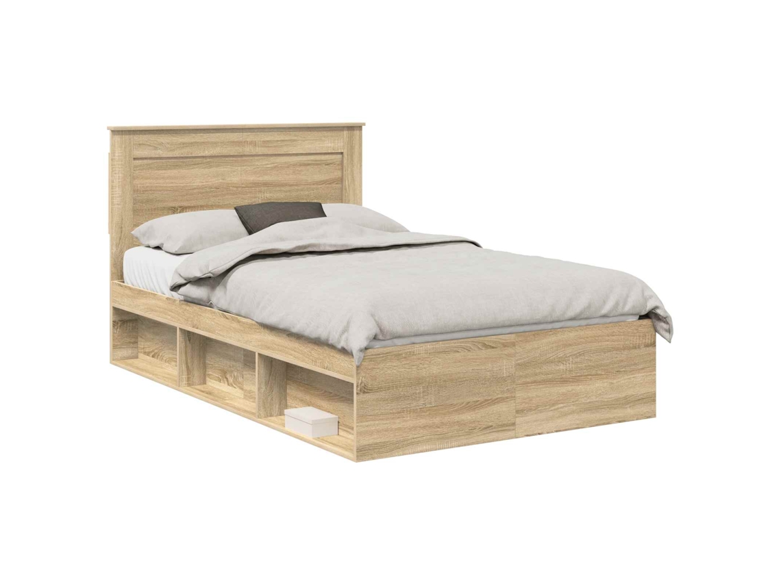 Conjunto 1 Estrutura De Cama Moderna Vidaxl Castanho Derivados De Madeira (120 X 200 Cm)