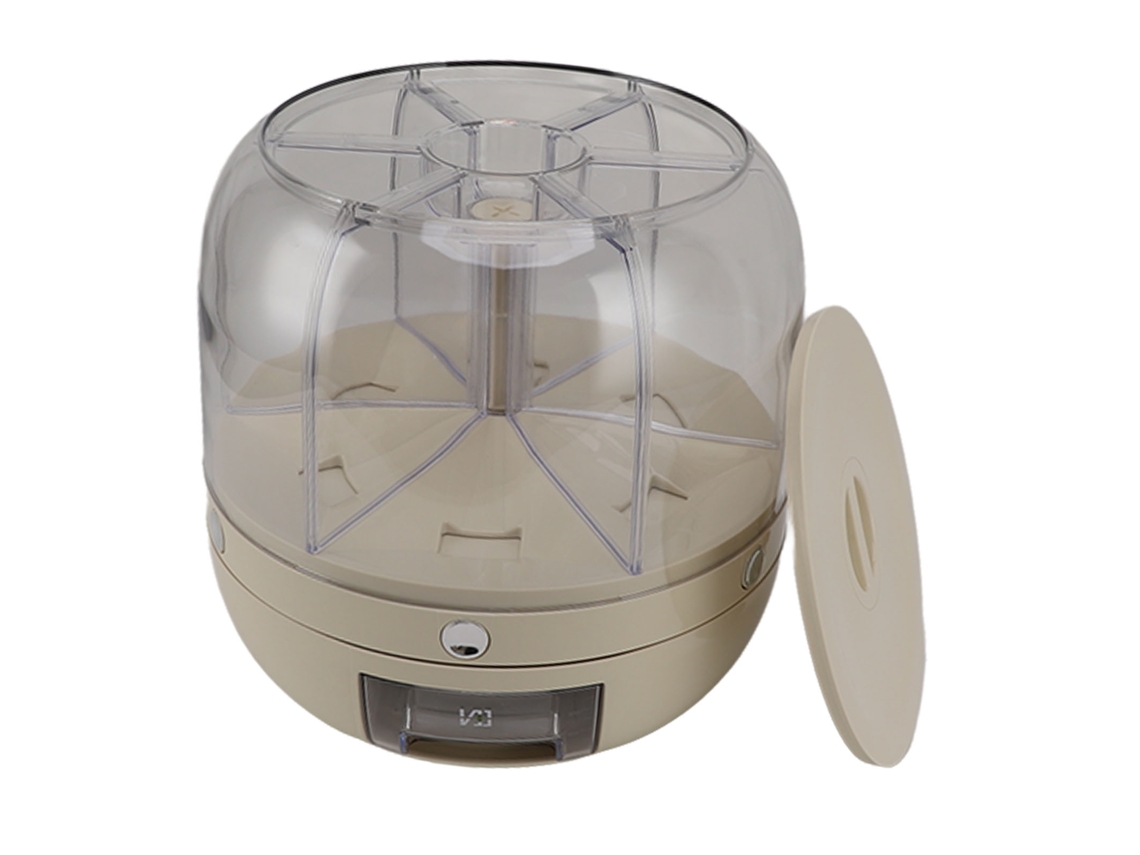 Dispensador De Grano Rotatório 6 Compartimentos Contêiner Hermético Para Arroz E Alimentos Secos Cozinha Branco