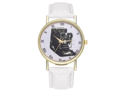 Relógio Analógico de Pulso Zhoulianfa com Pulseira Pu Quartzo Estilo Clássico Branco