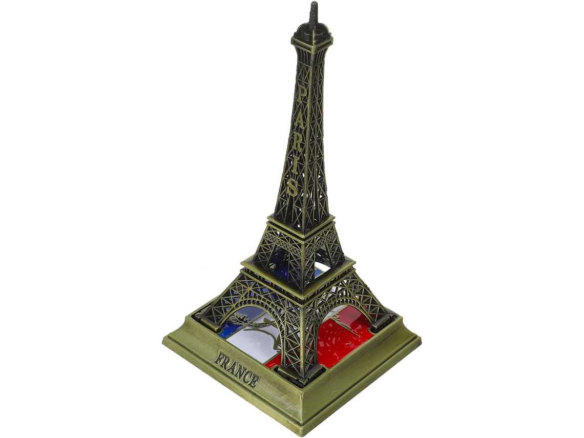 Estatueta Metálica Torre Eiffel 15 Acabamento Bronze Verde Decoração Interiores Estar Lembrança Francesa GOKOCO