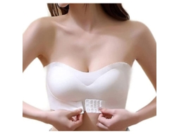 Sutiã Sem Alças com Fecho Frontal de Apoio Elevado em Tecido de Nylon e Spandex Confortável e Versátil Branco
