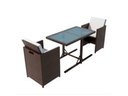 Maison Exclusive - 3 Pcs Conjunto Bistrô Com Almofadões Vime Pe Castanho