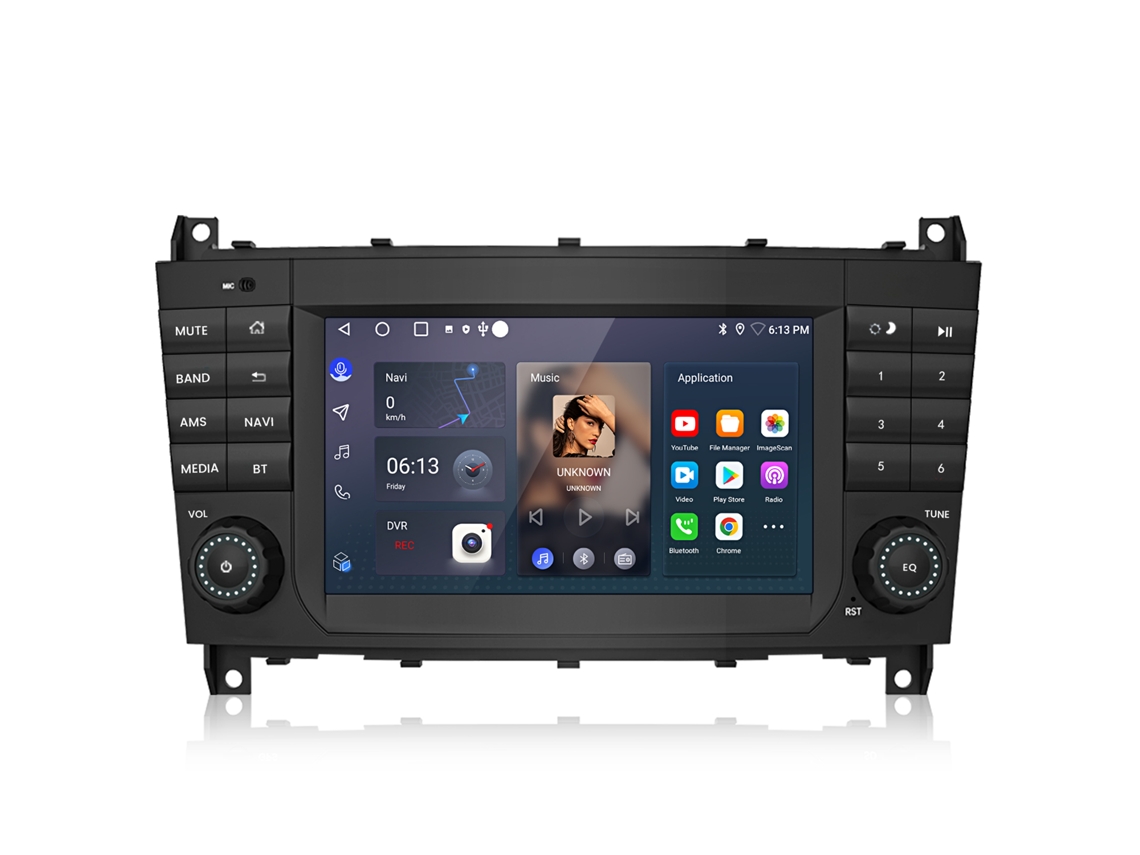 Rádio Automotivo Para Mercedes Benz W203 C209 Clc 7 Android 13 Gps Navi Bt Dab 232gb Junsun