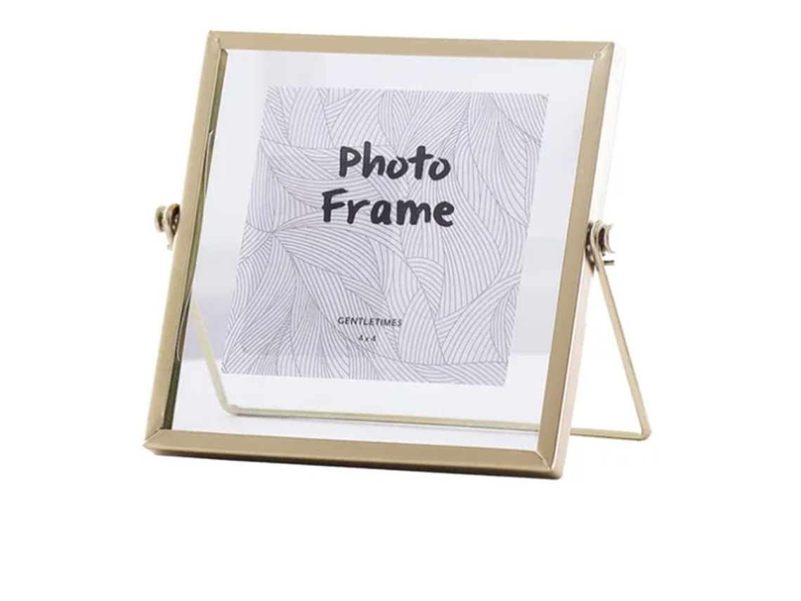 Ronjoe-moldura De Vidro E Ferro Para Mesa 4 Polegadas Decorativa Com Suporte Para Fotos E Flores Secas