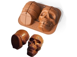 2026 molde de Calavera Grande de Silicona para Chocolate Halloween Pastel Resina Comestible Marrón
