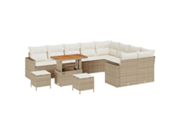 Conjunto 12 Sofá De Jardim Vidaxl Bege Vime Pe (90 X 55 X 71 Cm)