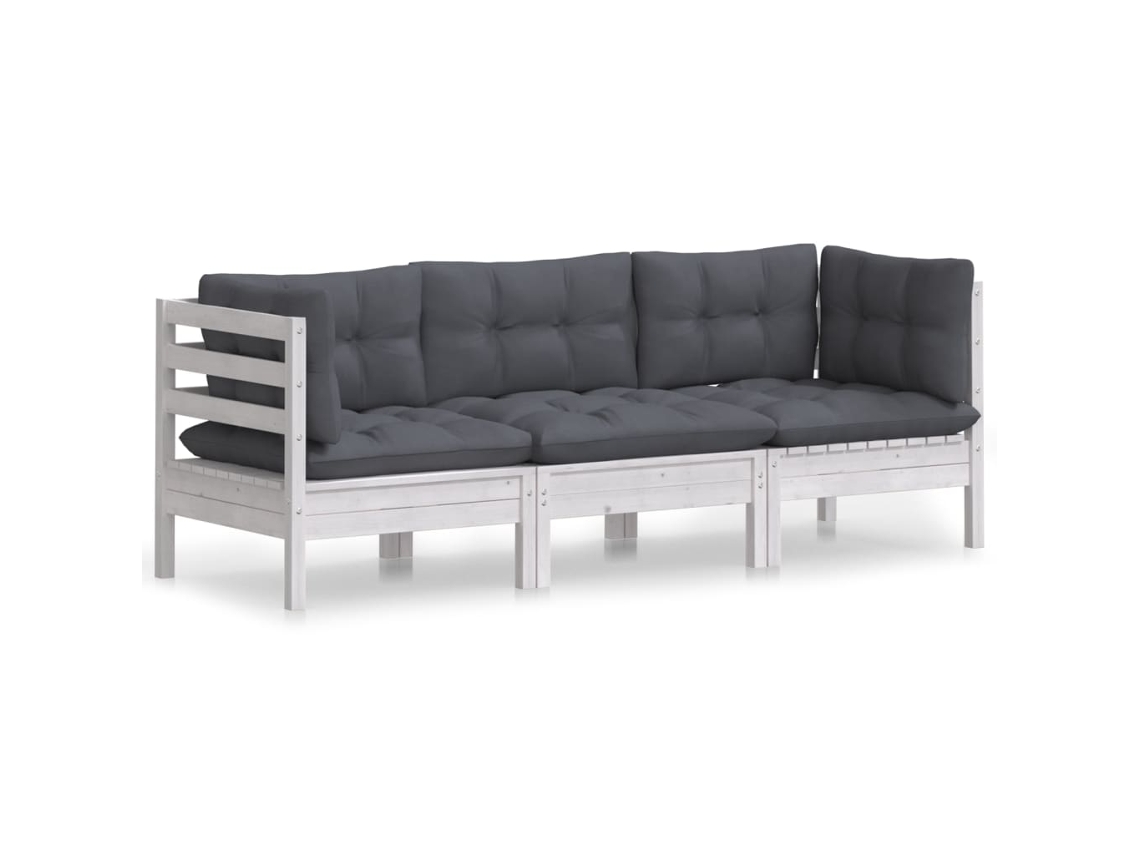 3-seater Garden Sofa, 3-seater Garden Sofas Vidaxl Branco Madeira De Pinho (n/a)