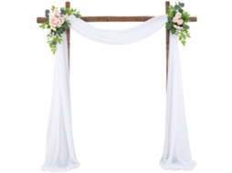 Arranjo De Decoração De Casamento Com Arco E Fundo De Véu