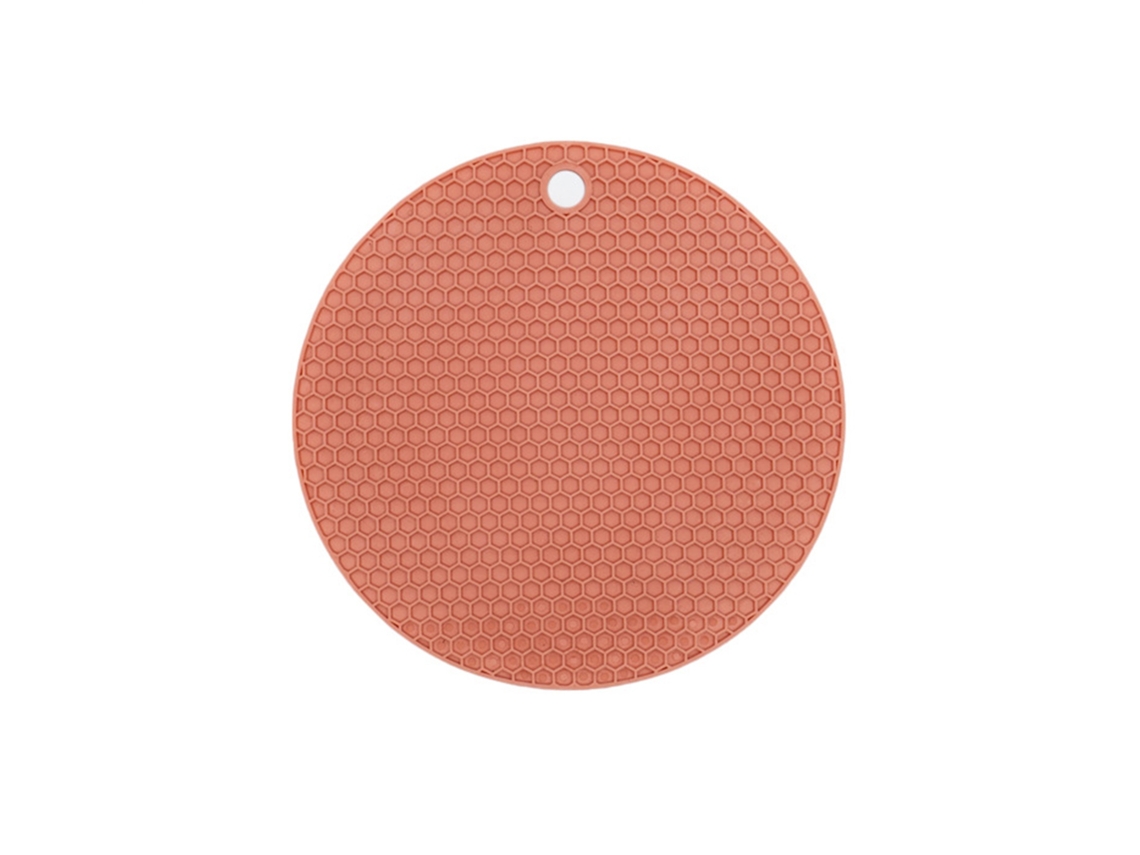 Manta de Mesa Redonda de Borracha Antiaderente Isolante de Calor Lavável 17.5cm Rosa para Copos e Tigelas