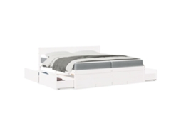 Vidaxl Cama Com Gavetas E Colchão 200x200 Cm Pinho Maciço Branco