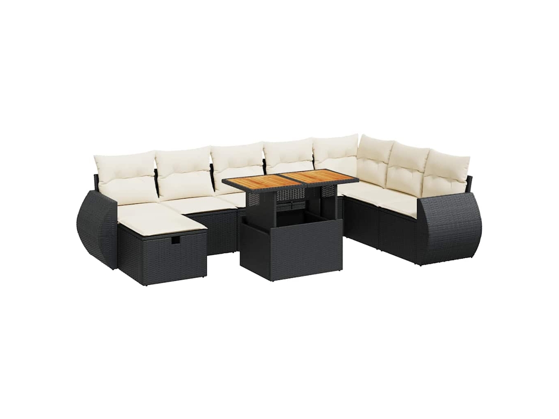 Garden Sofa Set, Garden Sofa Sets Vidaxl Preto Rattan / Vime (n/a)