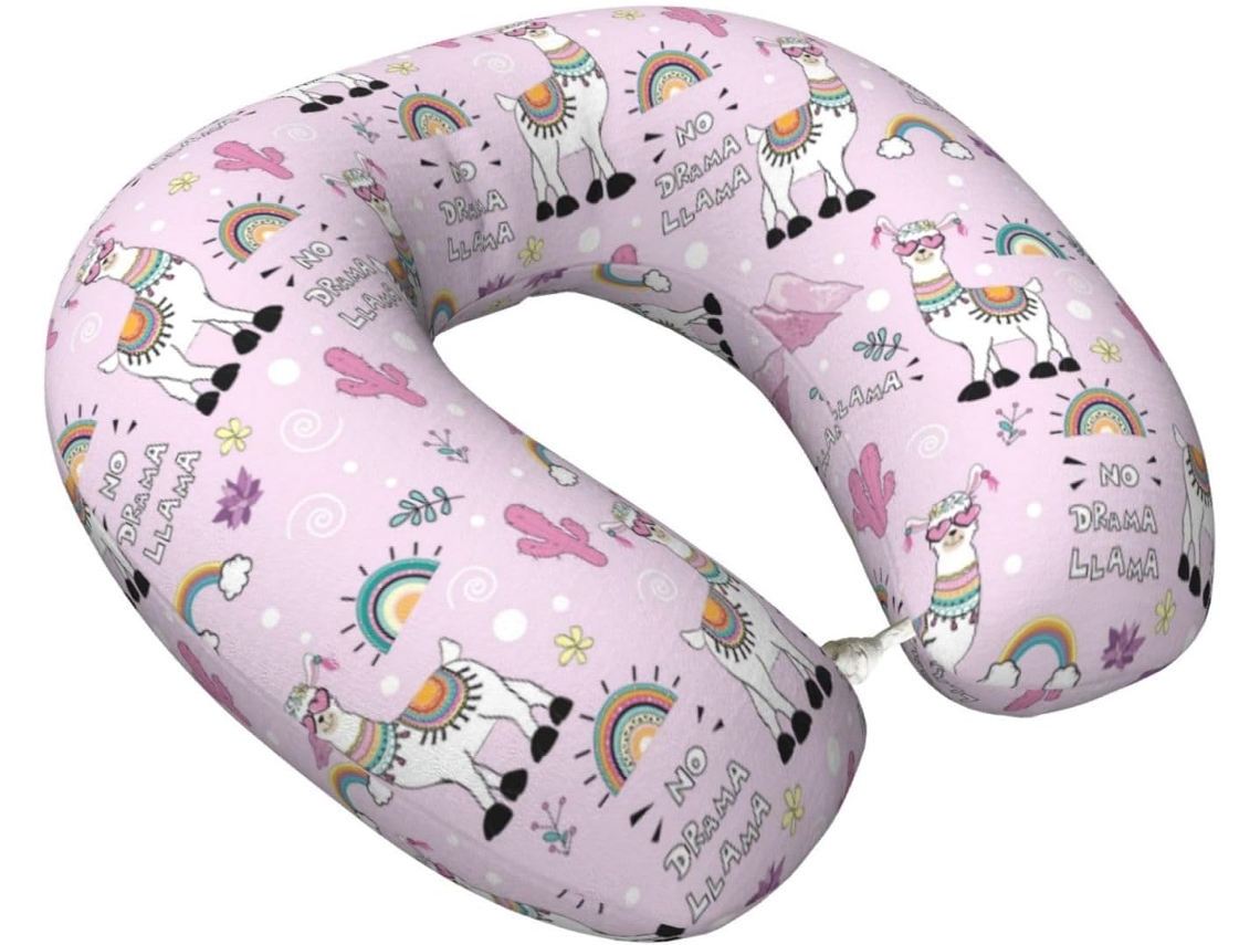 Travesseiro de Viagem Vosery no Drama Lama em Espuma Viscoelástica Zíper Ergonômico Suporte Conforto Avião | S/MARCA