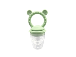 Brinquedo De Silicone Para Bebês Que Está Começando A Comer Alimentosmordedor Verde Escuro Com Carinha Sorridente