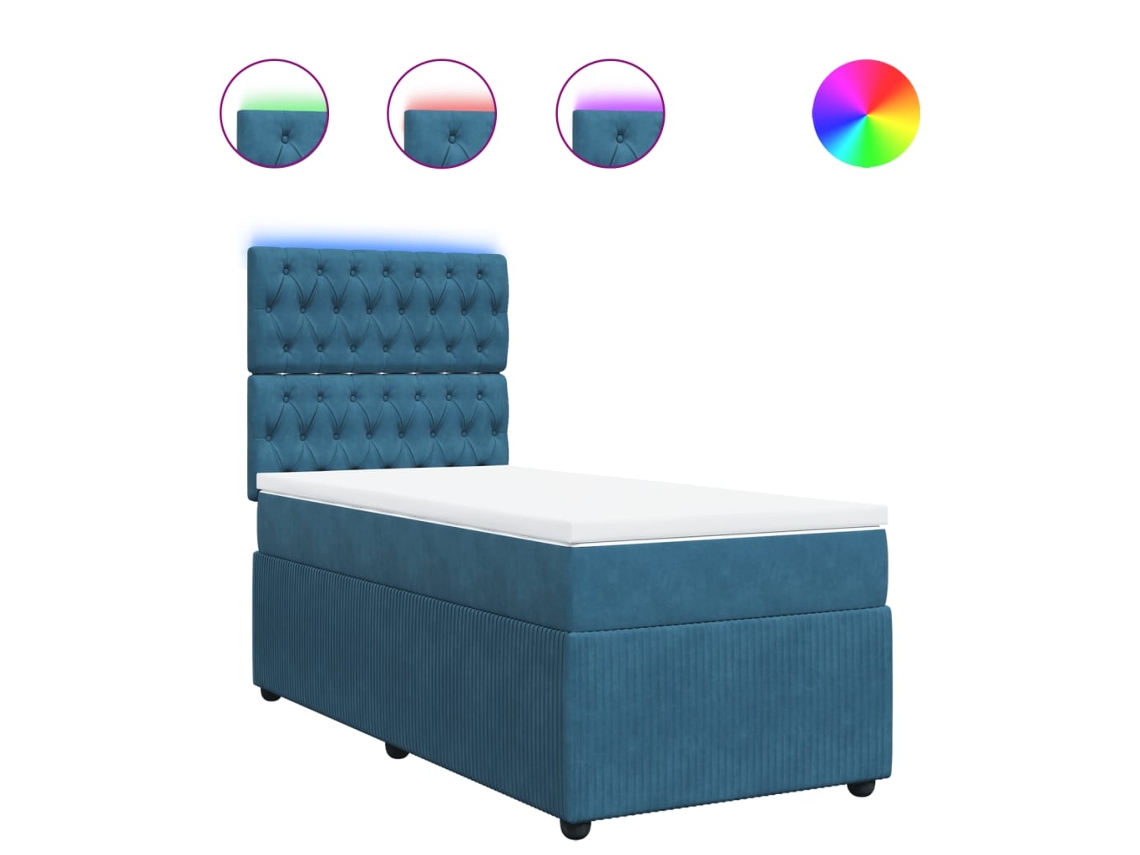 Box Spring Bed, Box Spring Beds Vidaxl Azul Veludo (100 X 200 Cm)