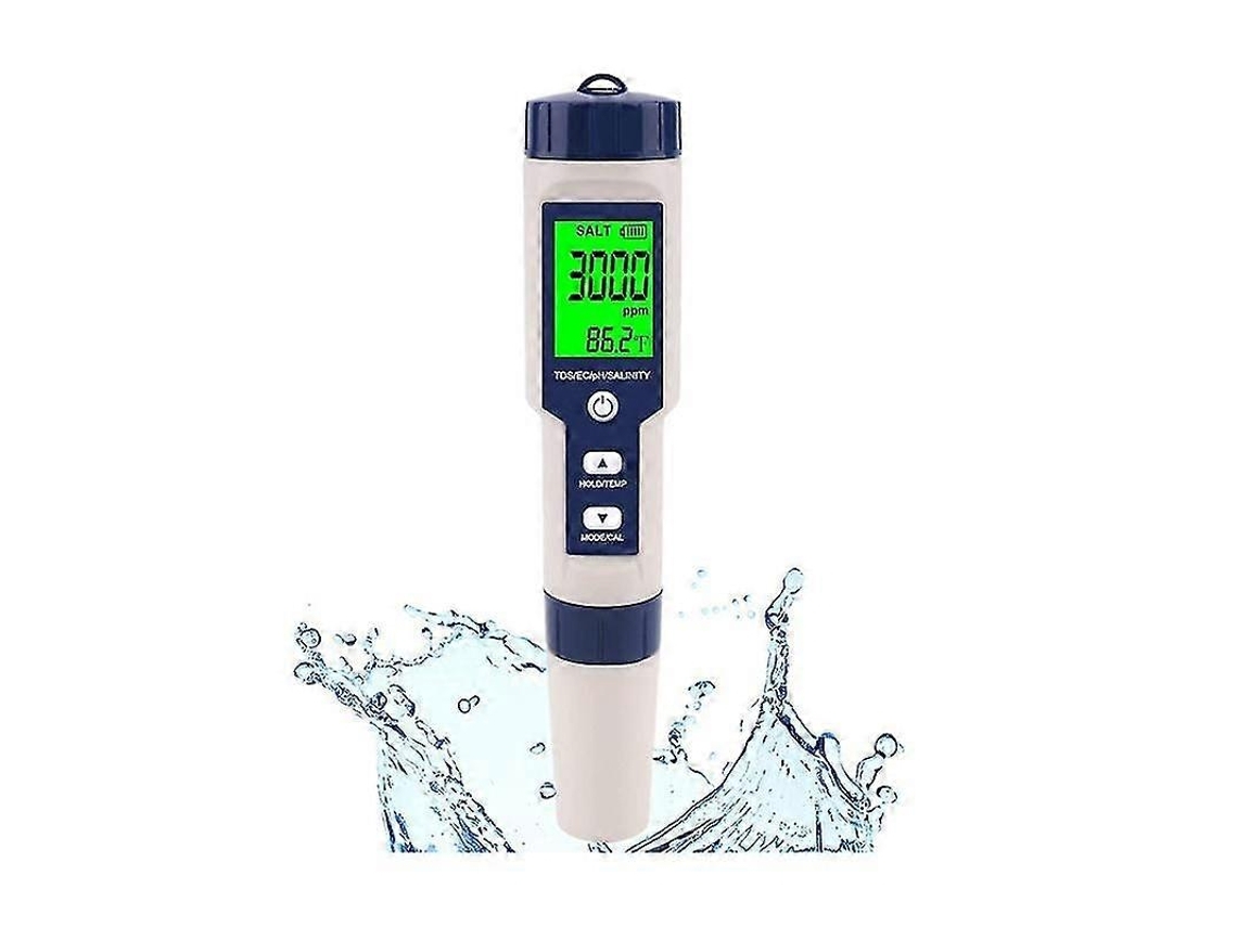 5-in-1 Digital Pool Salt Tester, Salinity Meter, Ip67 High Precision
