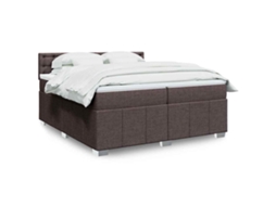 Vidaxl Cama Com Molas/colchão 200x200 Cm Tecido Castanho-escuro