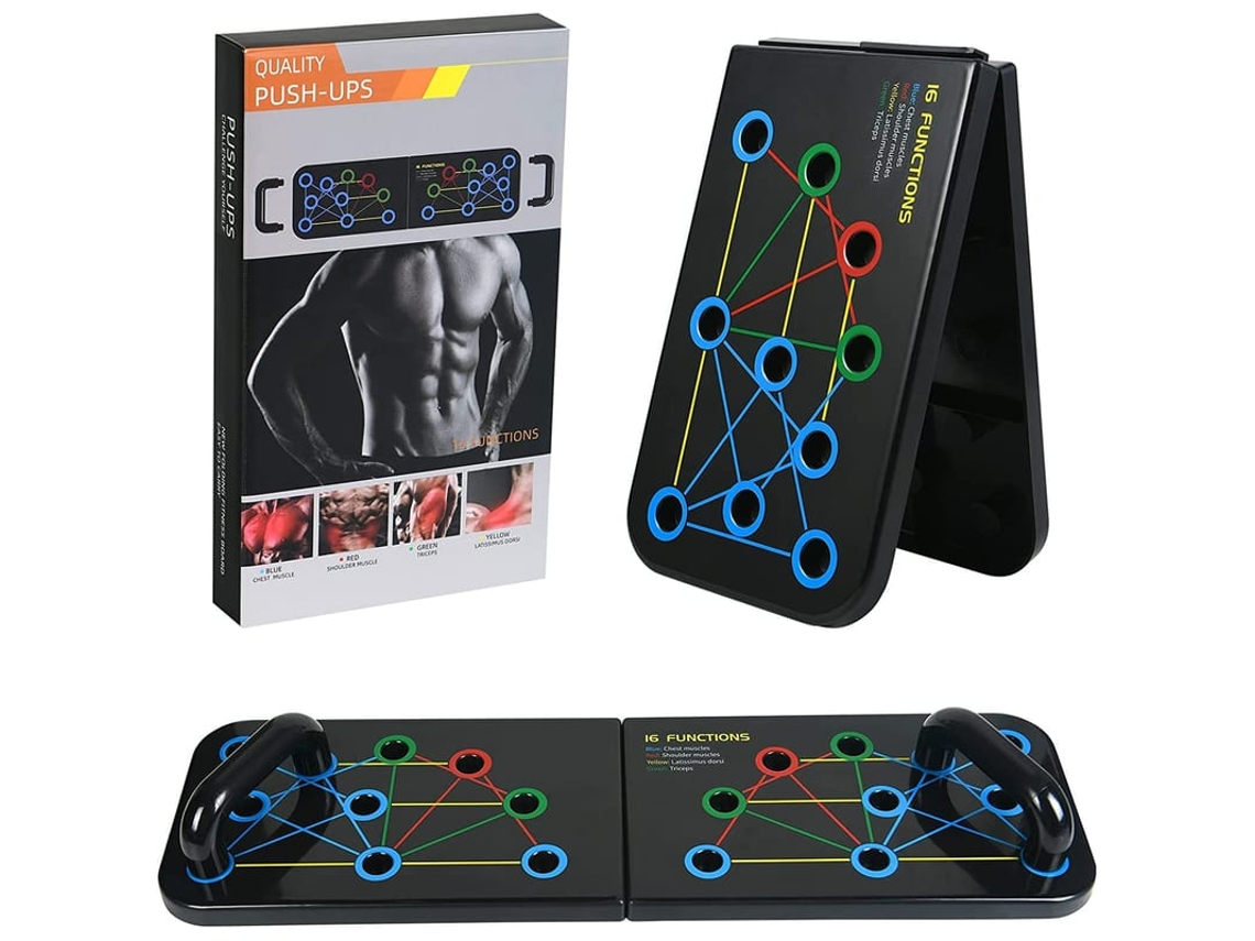 Tabua De Flexao, Rack De Flexao Plegavel Multifuncional 16 Em 1 Com Bandas De Fitness, Suportes De Flexao Codificados Por Cor