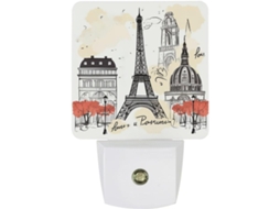 Luminária De Parede Estilo Paris Travel, Com Sensor Crepuscular, Luz Led Branca Quente, Eficiente Em Termos De Energia