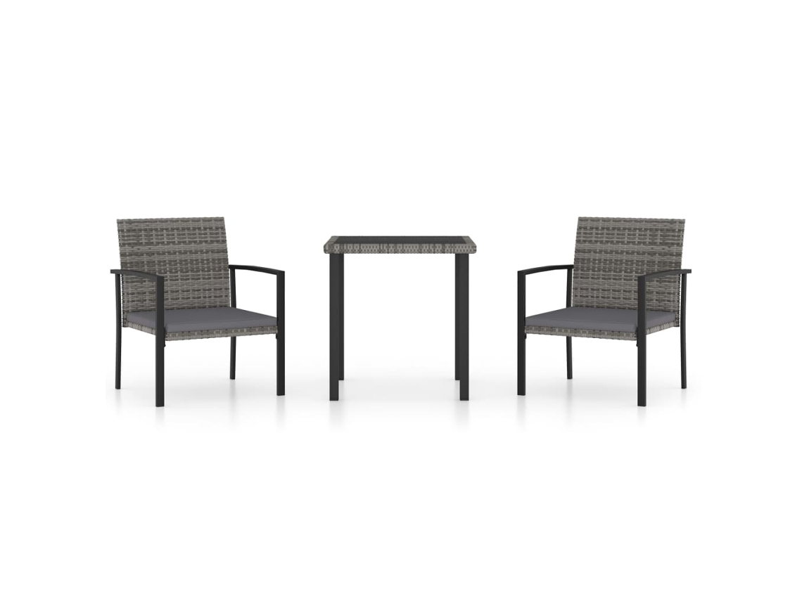 Maison Exclusive - 3 Pcs Conjunto De Jantar Para Jardim Vime Pe Cinzento