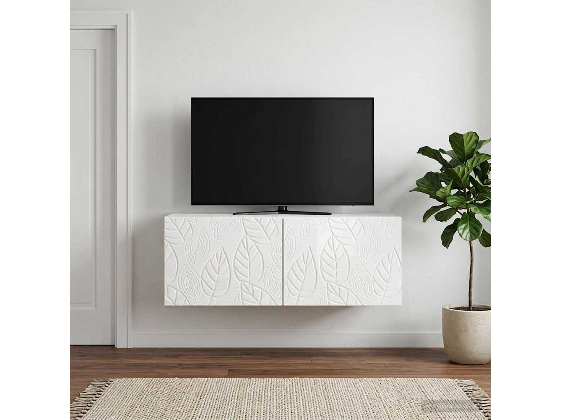 Vidaxl Gabinete De Tv De Parede 59,5 X 41 X 30 Cm Branco Brilhante