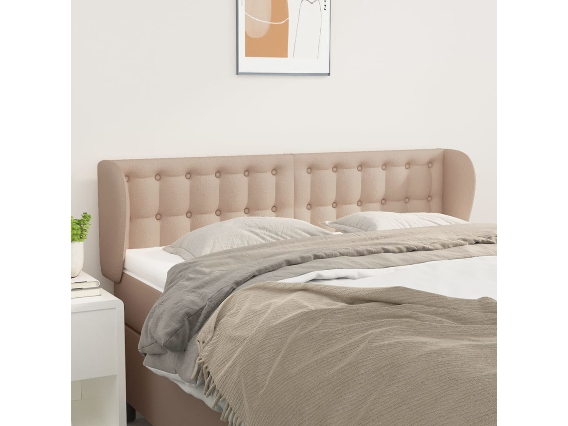 Cabeceira | Painel De Cama Cama Abas Couro Artificial 147x23x78/88 Cm Cappuccino
