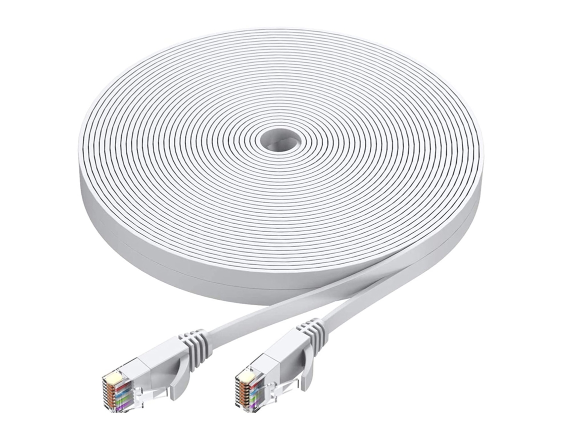 Cabo Ethernet (branco, 1,5 Metro), Cabo Extensor De Rede Lan Ultrafino E Plano, Fácil De Guardar.