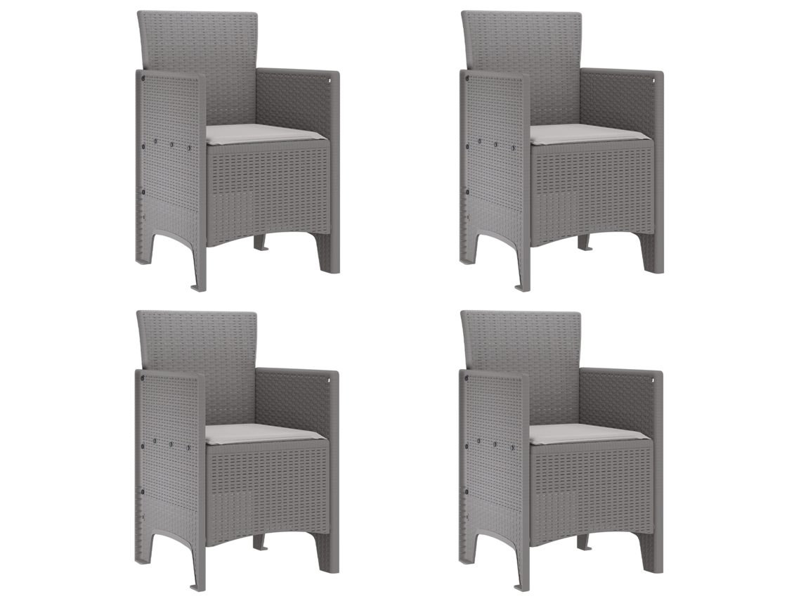 Conjunto 4 Cadeira Moderna Vidaxl Cinzento-claro Polipropileno (53 X 49 X 85 Cm)