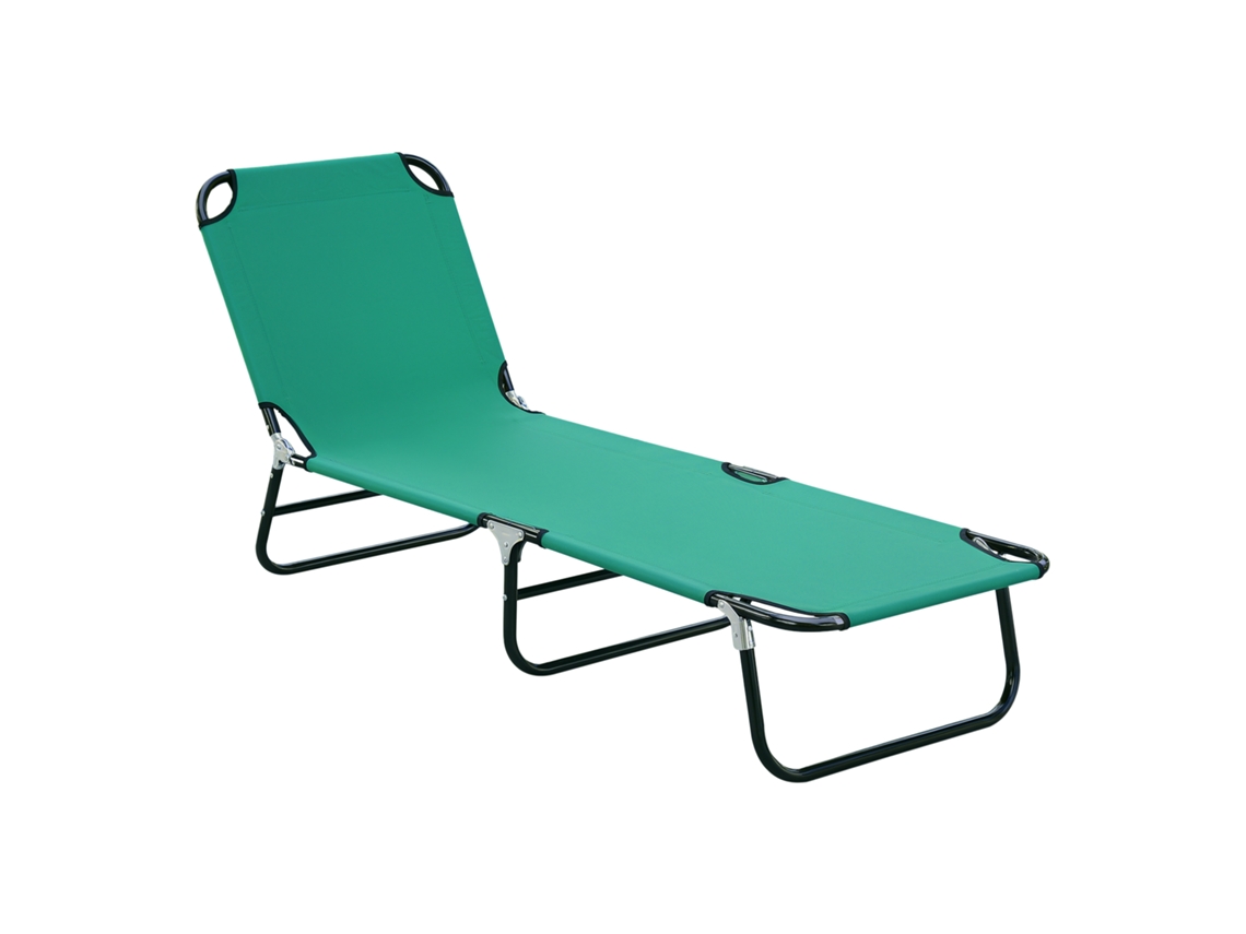 Cadeira de Jardim Dobrável com Encosto Reclinável em 4 posições 188x56x28cm verde BTFORUS