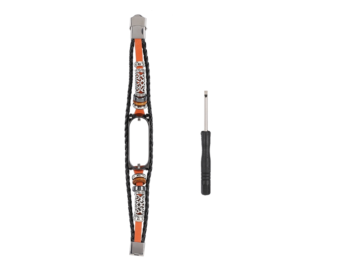 Pulseira para Xiaomi Mi Band 4/3, Fivela de Metal, Contas no Estilo Étnico, Substituição Retrô, Preto Marrom EOOCOO