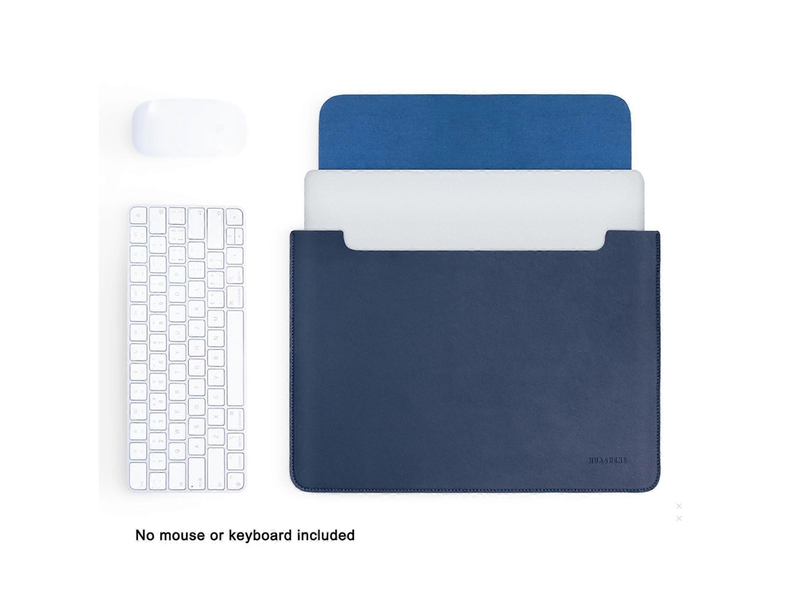 Bolsa para laptop Huasheng de 11 polegadas, ultrafina, não magnética, couro PU, horizontal, azul marinho Hengrongshen