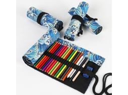Estojo Para Lápis Em Algodão E Linho Estampado Com 24 Furos, Grande Capacidade, Enrolável, Ideal Para Lápis De Cor, Desenho E Materiais De Escrita