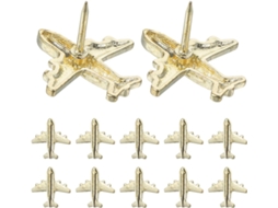 Avião Tachinhas em Metal Dourado, 36 Peças, Resistente e Fácil de Instalar, Ideal para Paredes e Mesas