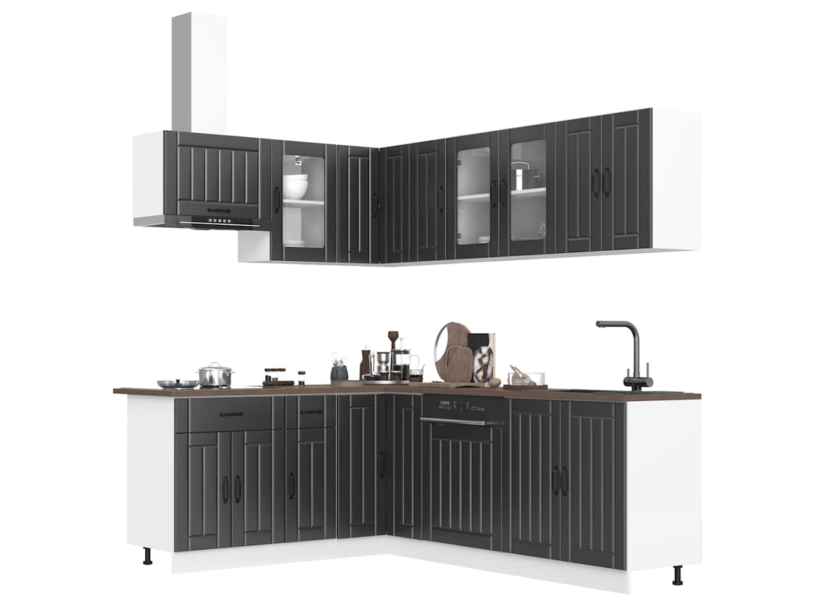 Vidaxl 11 Peças Armário De Cozinha Conjunto Lucca Preto
