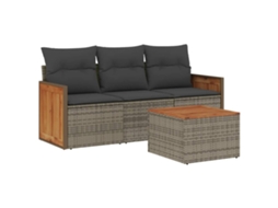 Conjunto de 4 Sofás de Jardim com Almofadões Vime Pe Cinzento MAISON EXCLUSIVE (4 pcs)