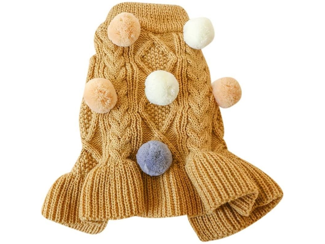 Suéter de tricô para cães de pequeno e médio porte, modelo 2026, para o inverno/Natal feminino, cor café, tamanho M.