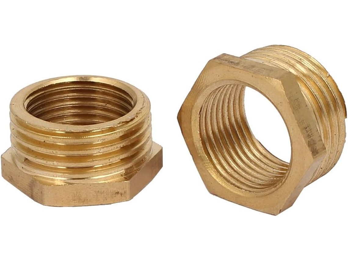 Bucha Hexagonal Roscada de Latão 20mm Pt Macho X 15mm Pt Fêmea para Tubulação, 2 Peças CHABERLU
