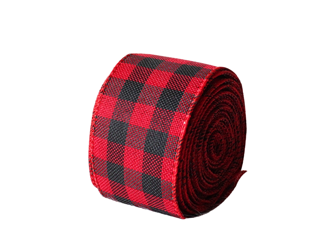 Fita Xadrez Vermelha e Preta para Decoração de Natal LAXISCREED