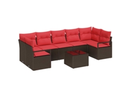Vidaxl Conjunto De Sofás 8 Unid. 7-número De Lugares Marrom E Vermelho