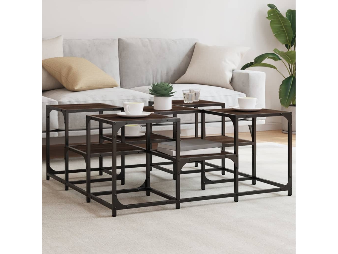 Vidaxl Mesa De Centro 91x91x40 Cm Derivados Madeira Carvalho Castanho