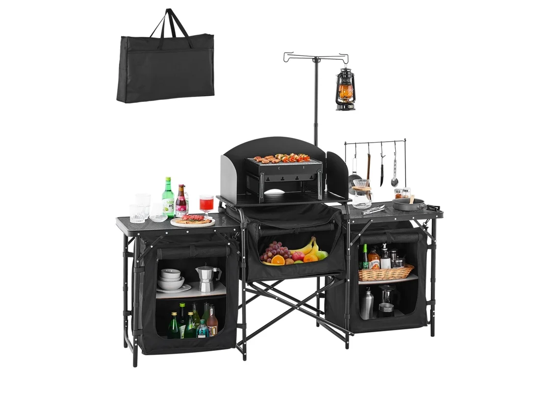 Mesa de cozinha de alumínio para área externa Vevor com armários à prova de vento