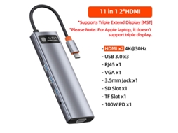Yizhood Usb Tipo C Docking Station Usb C Para Hdmi Rj45 Sd Reader Pd 100w Usb 3.0 Hub Carregador Para Macbook Pro Cinza