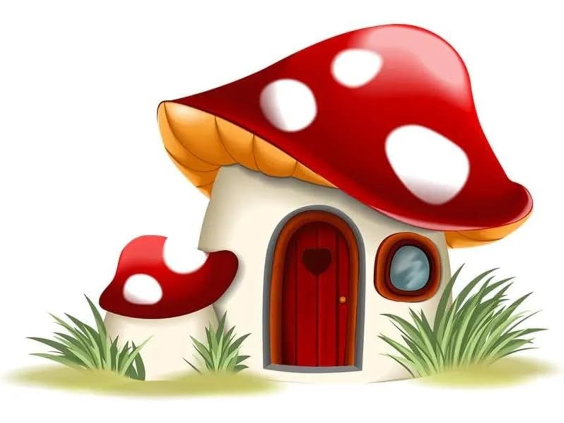 Adesivos de parede Casa de Cogumelos dos Sonhos para Quarto, Sala de Estar e Banheiro - Adesivos à Prova d'Água