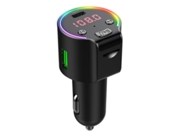 Transmissor Fm Música Mp3 Player Tipo C Qc3.0 Carregamento Rápido Carregador de Carro Usb Compatível com Bluetooth 5.0 Handsfree Car Kit Preto ENZONS