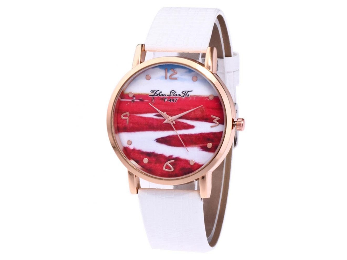 Relógio de pulso Zhoulianfa F-447 em liga metálica com mostrador redondo e movimento de quartzo (branco)