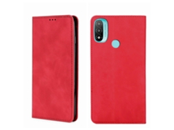 Capa De Couro Magnético Com Aba Horizontal Para Motorola Moto E20.